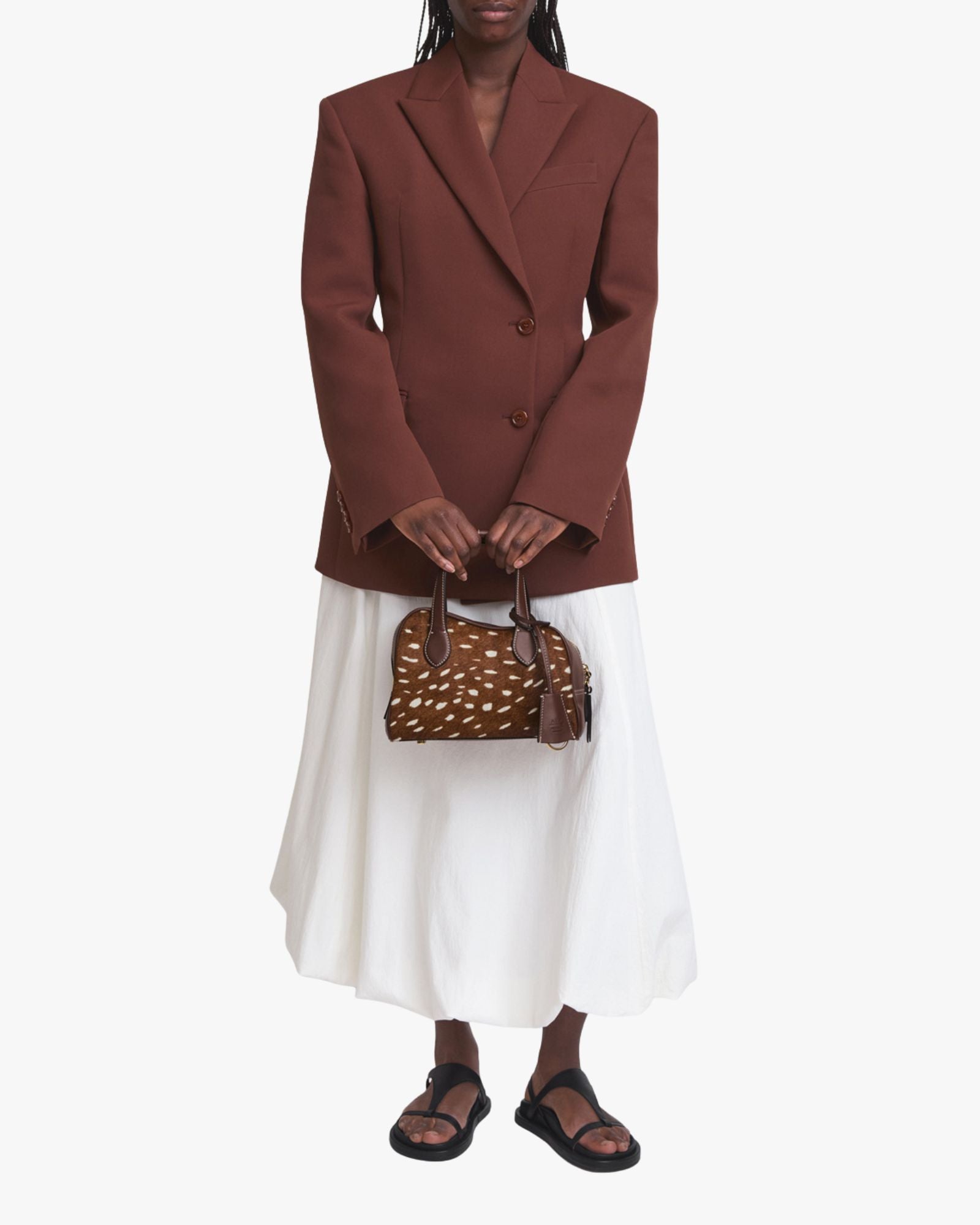 Ormelle Bowling Bag Cannella Printed Cerbiatto Pony Vacchetta