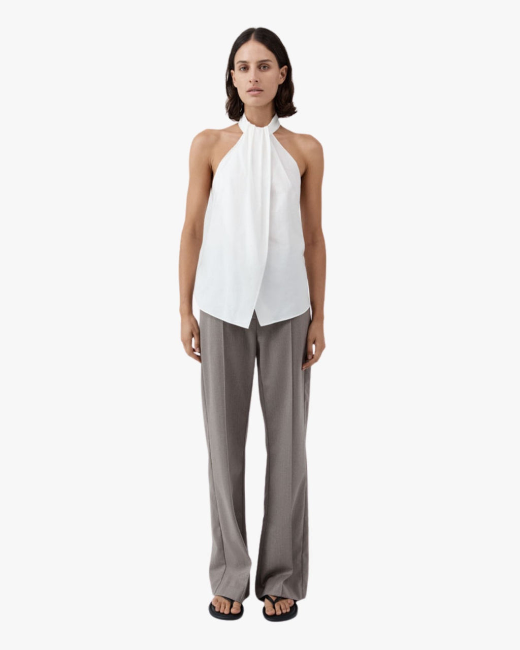 Oxford Halter Tie Back Top White