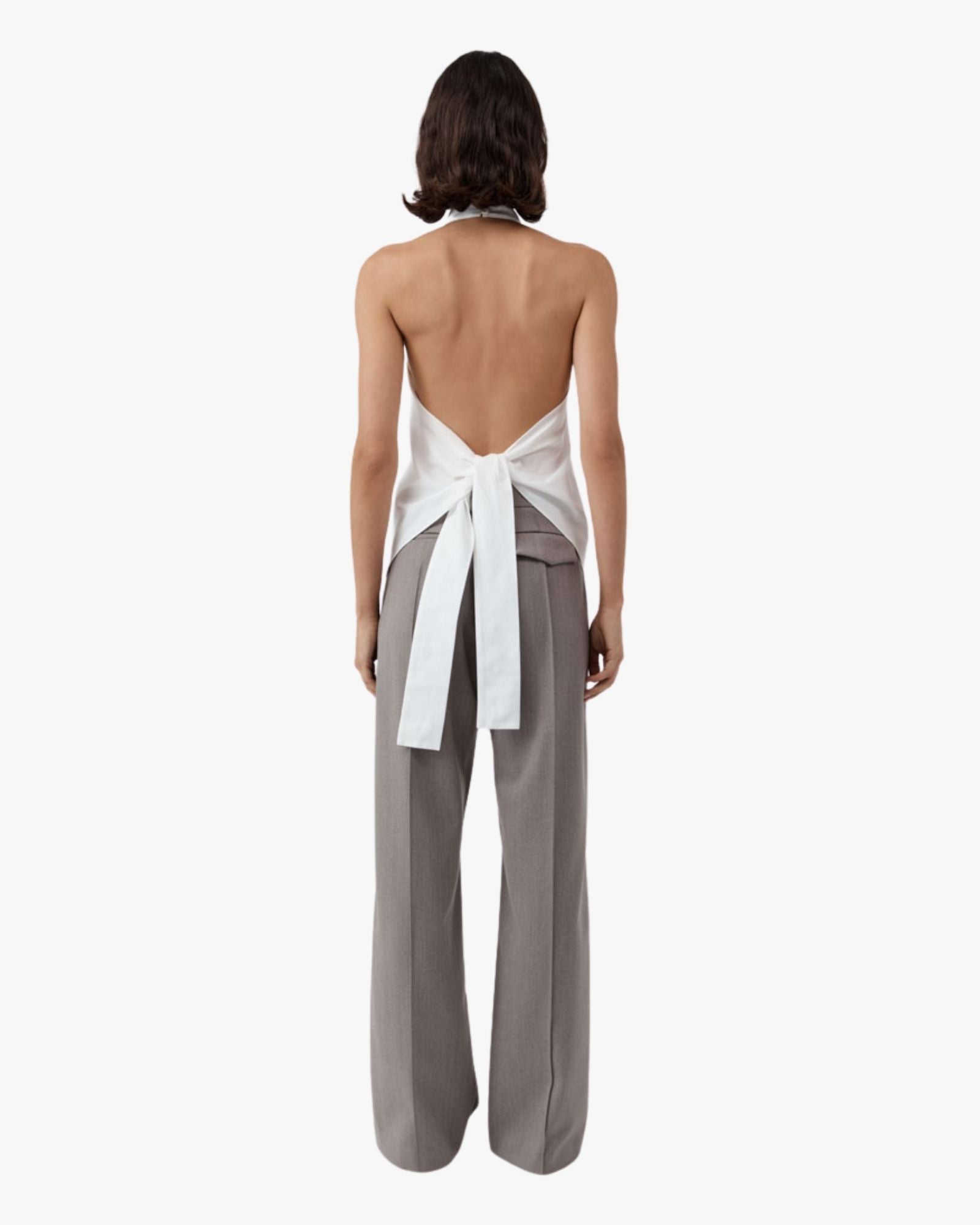 Oxford Halter Tie Back Top White