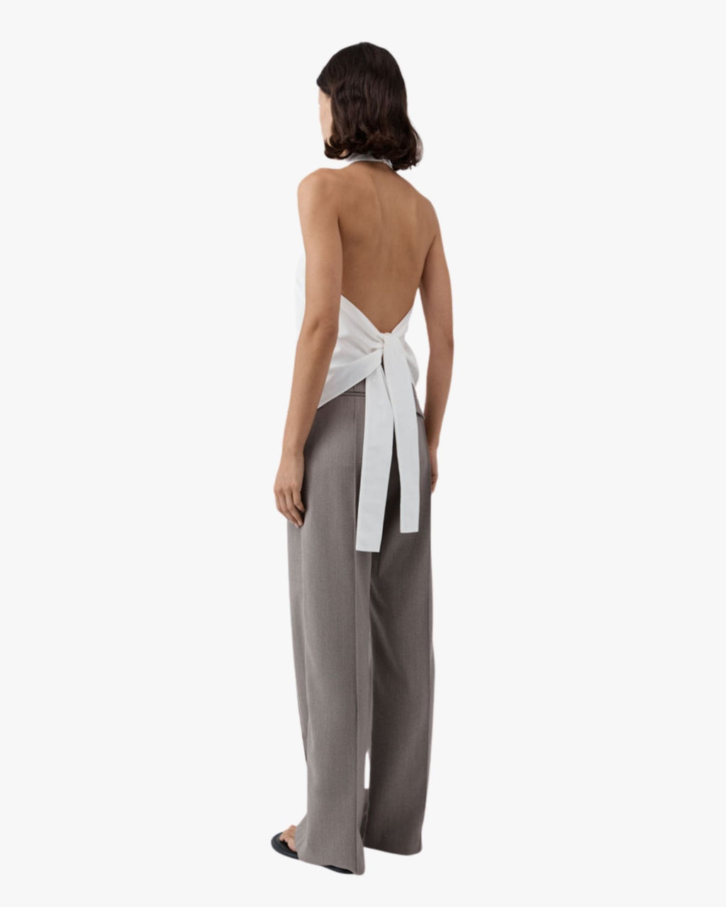 Oxford Halter Tie Back Top White