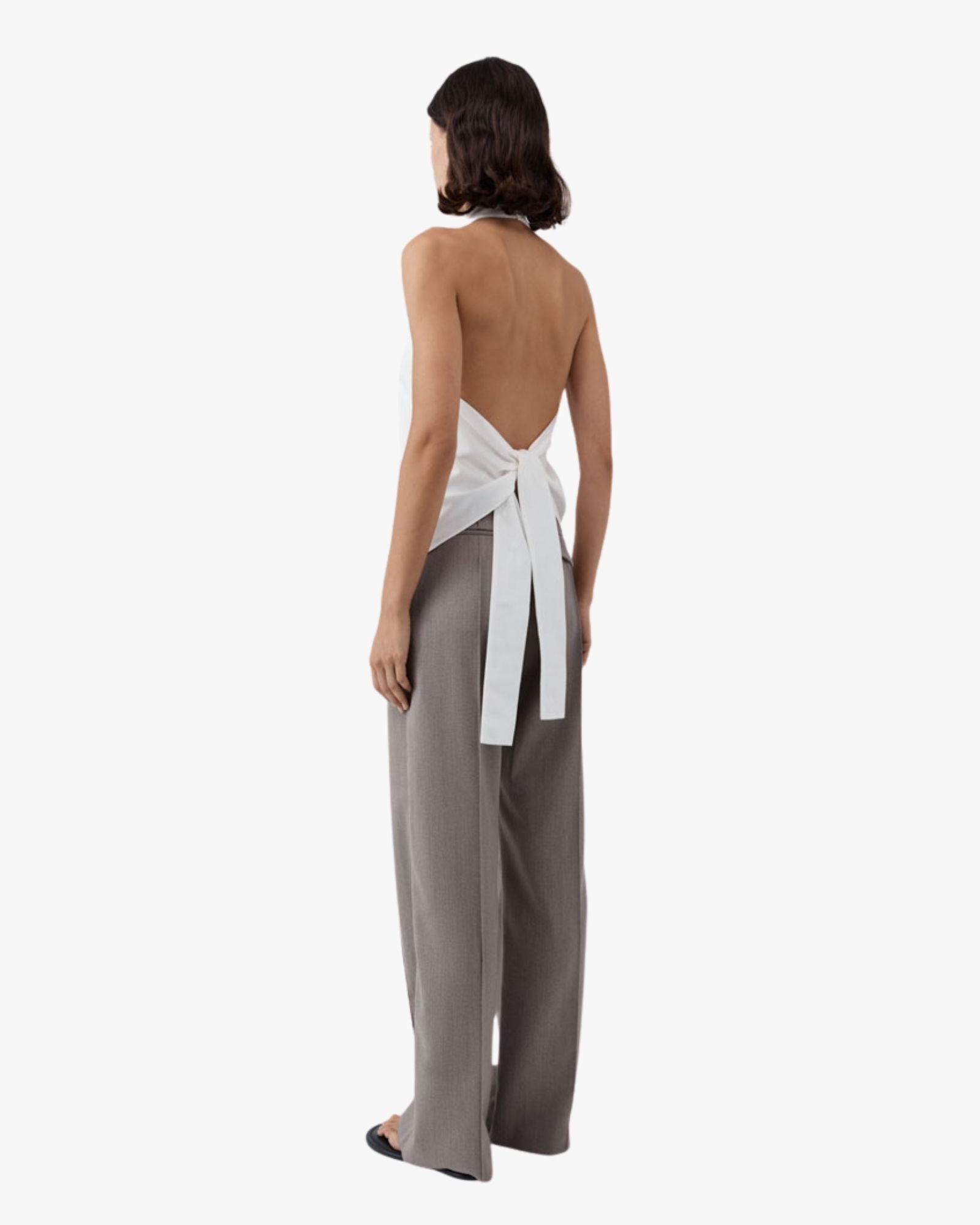 Oxford Halter Tie Back Top White