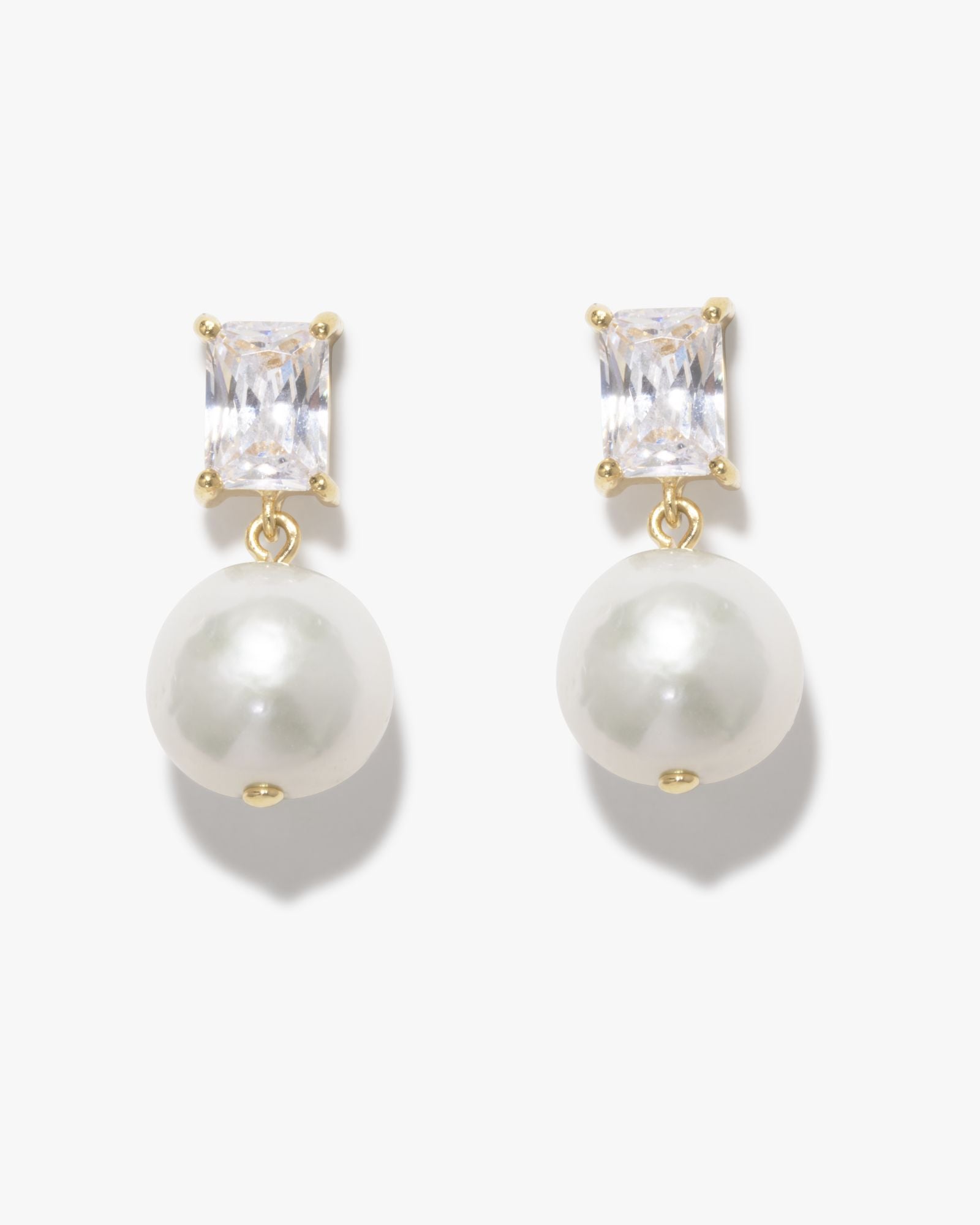 Reboot Pearl, Zirconia and 18ct Gold Plated Earrings