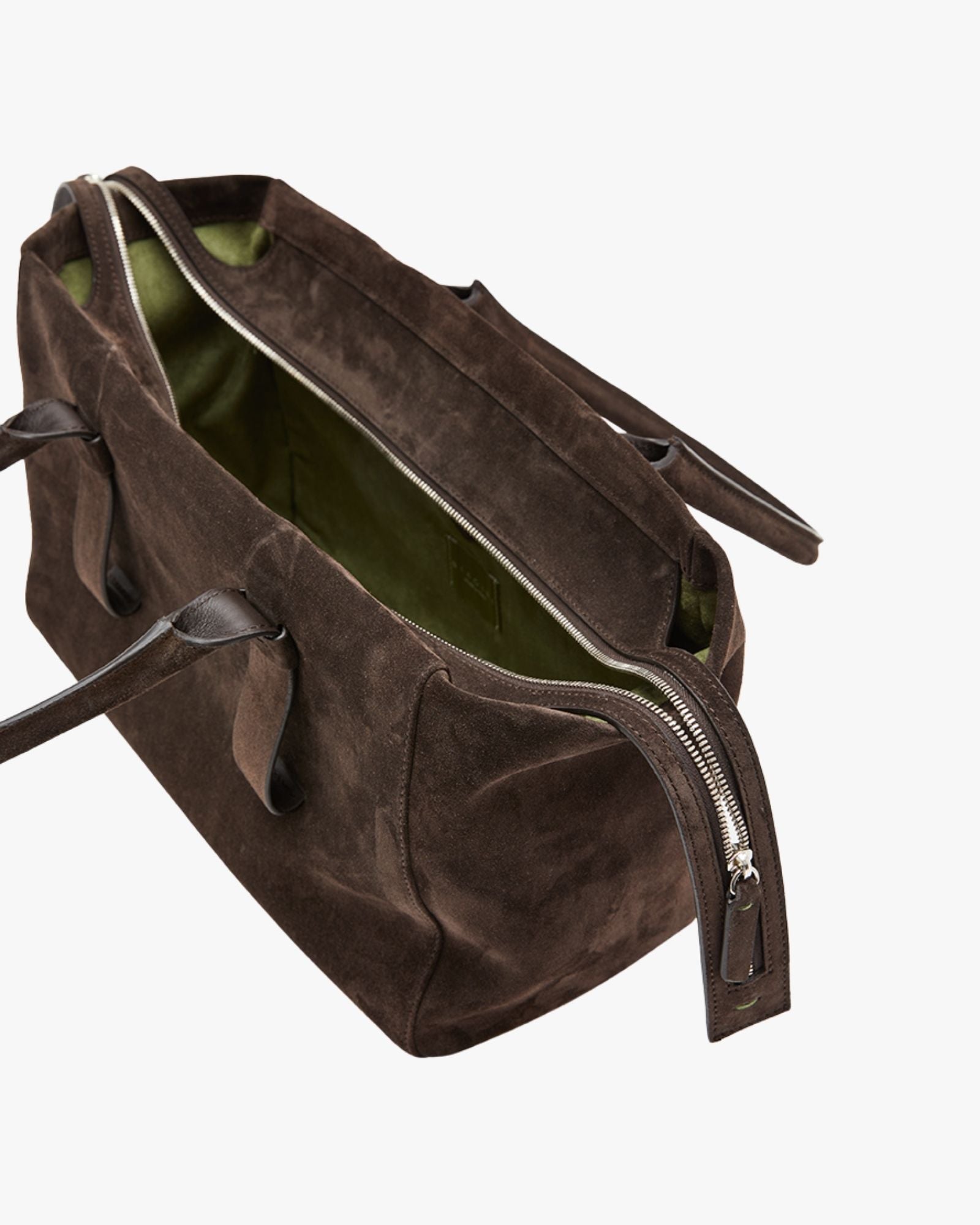 Medium-Sized Soft Suede Shopping Bag Dark Brown Shopping Portici Small