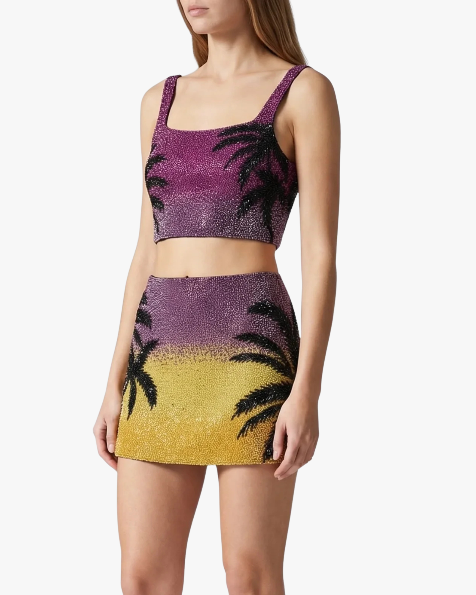 Palm Dusk Co-Ord Skirt Purple Multi