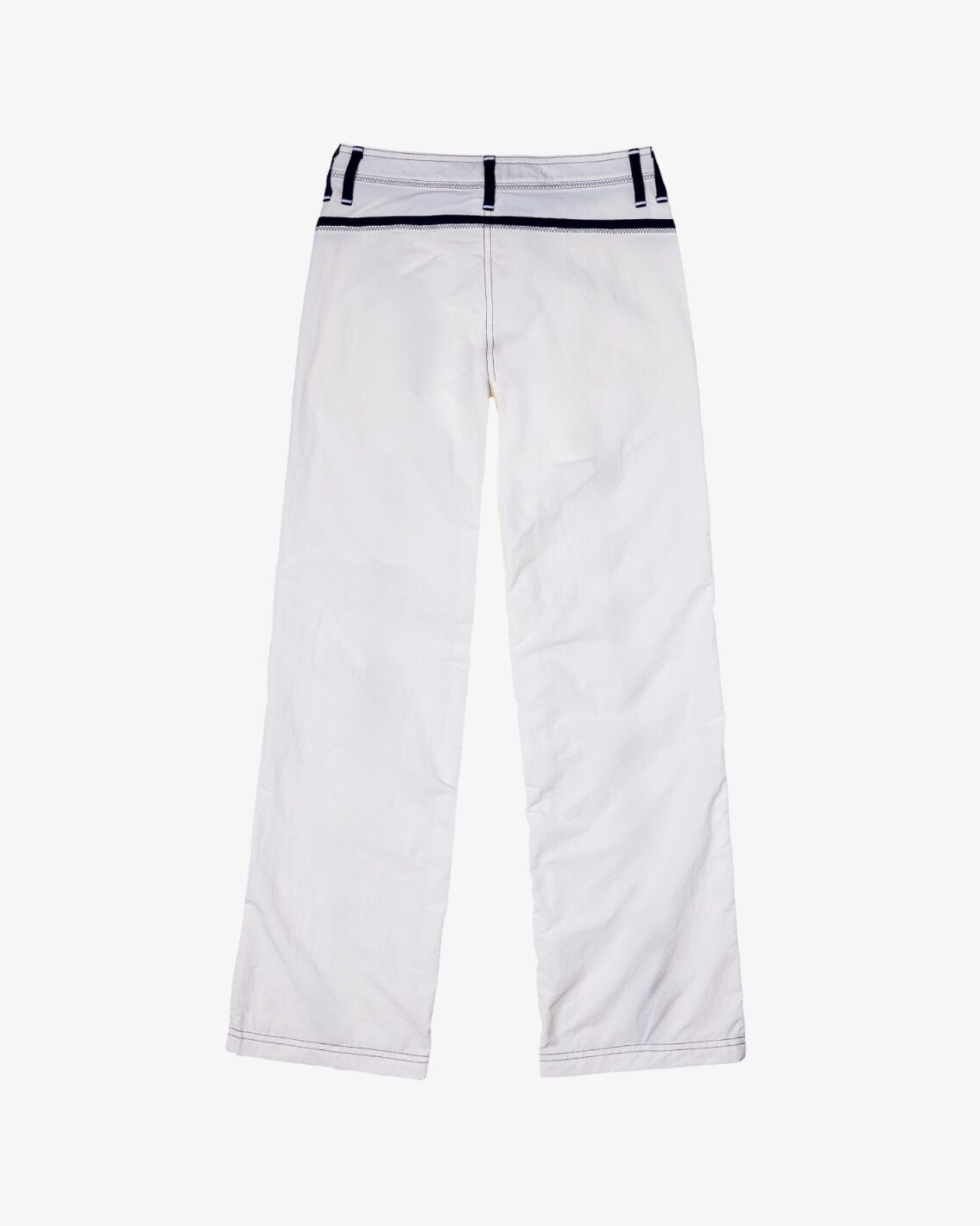 Relaxed White Pants With Navy Lines
