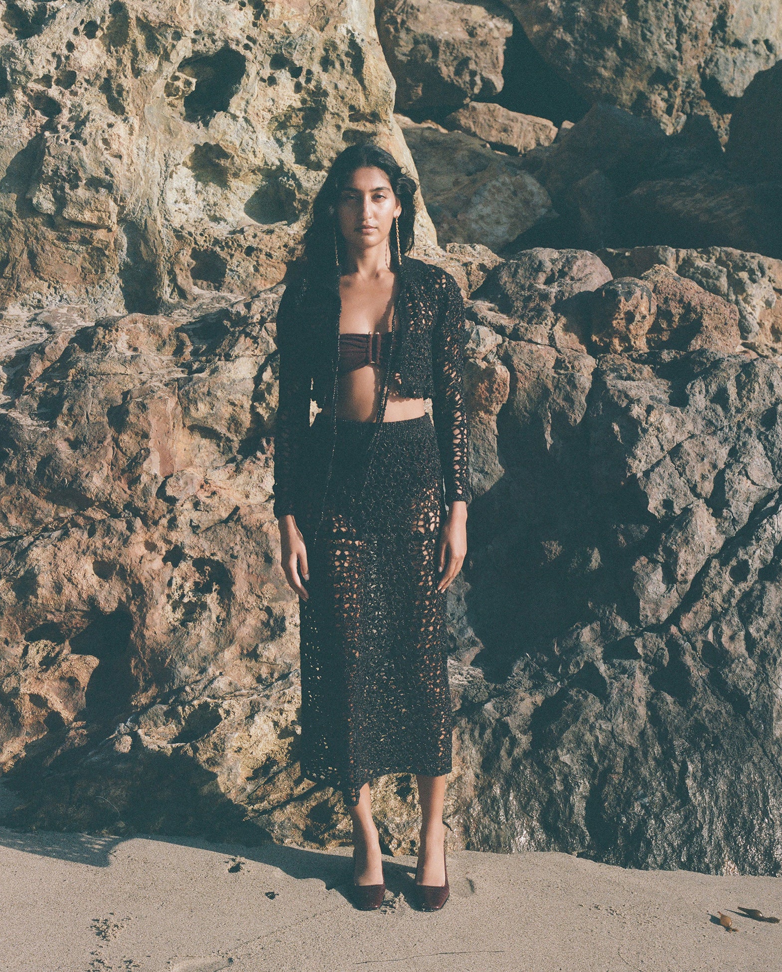 Soha Lace Crochet Midi Skirt
