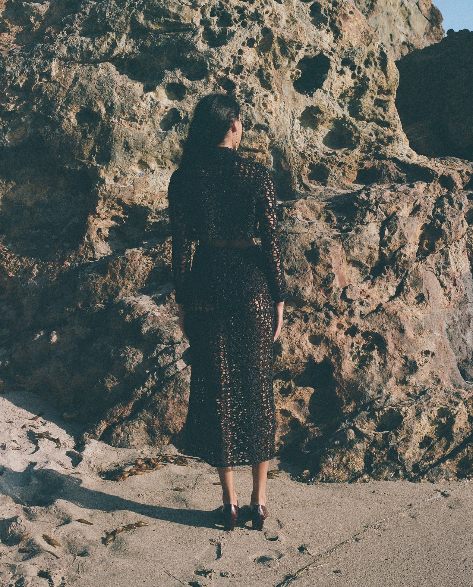 Soha Lace Crochet Midi Skirt