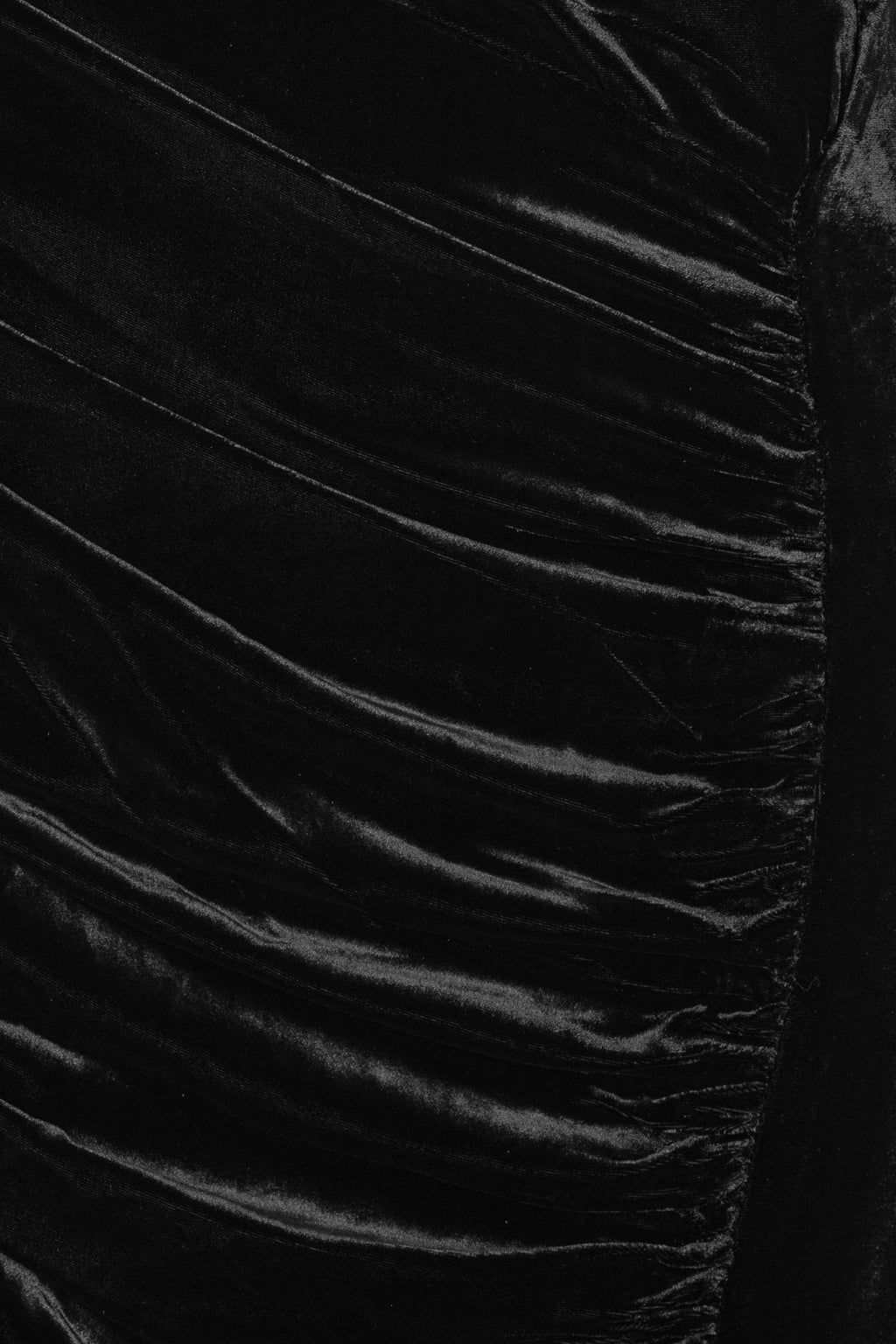 Velvet Ruched Midi Dress Black