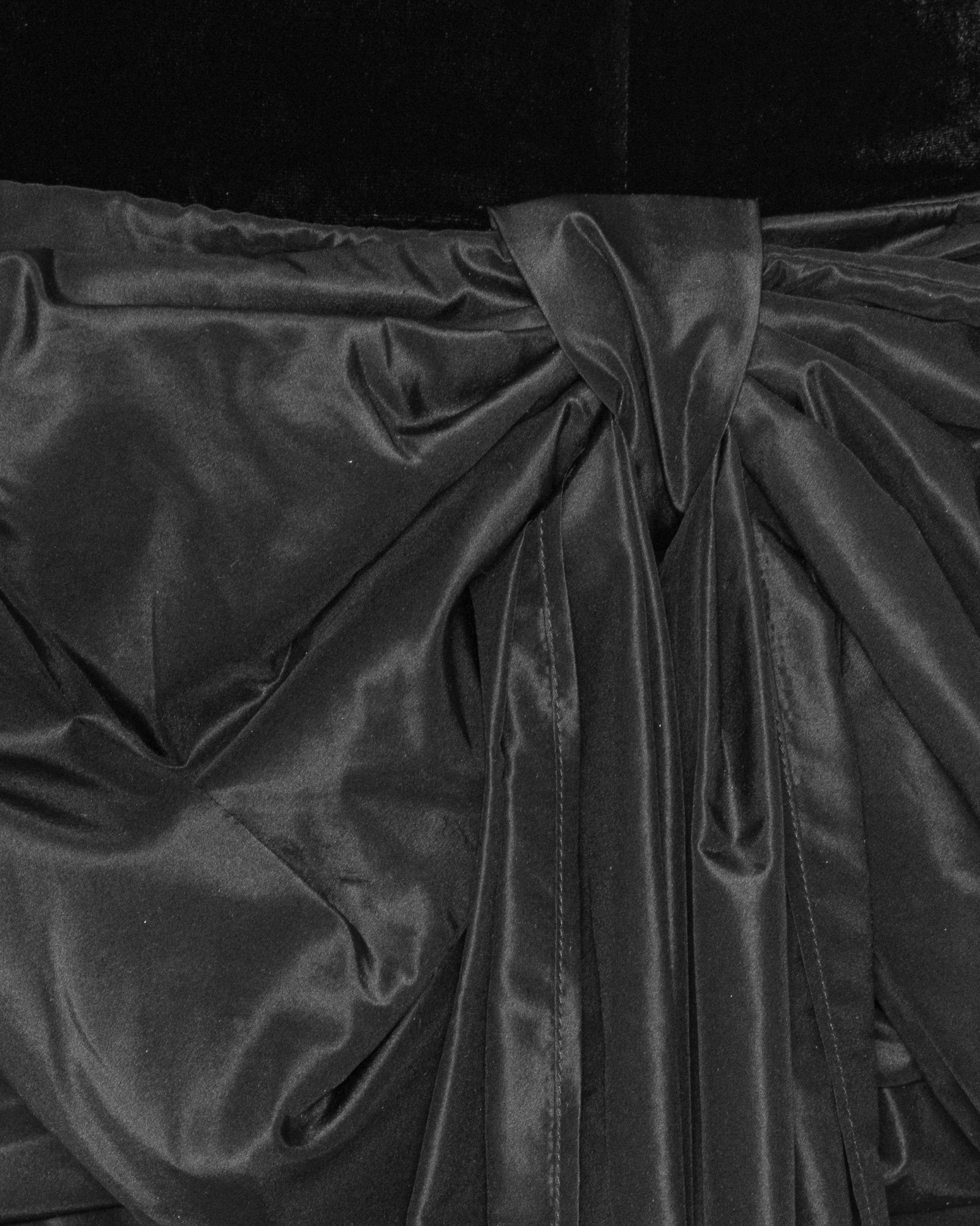 Velvet Bow Mini Dress Black