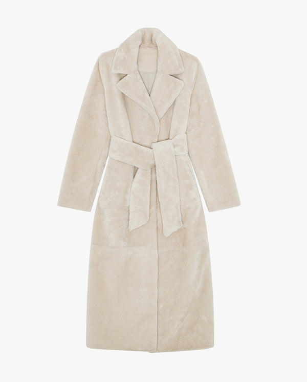 Belted Soft Shearling Coat