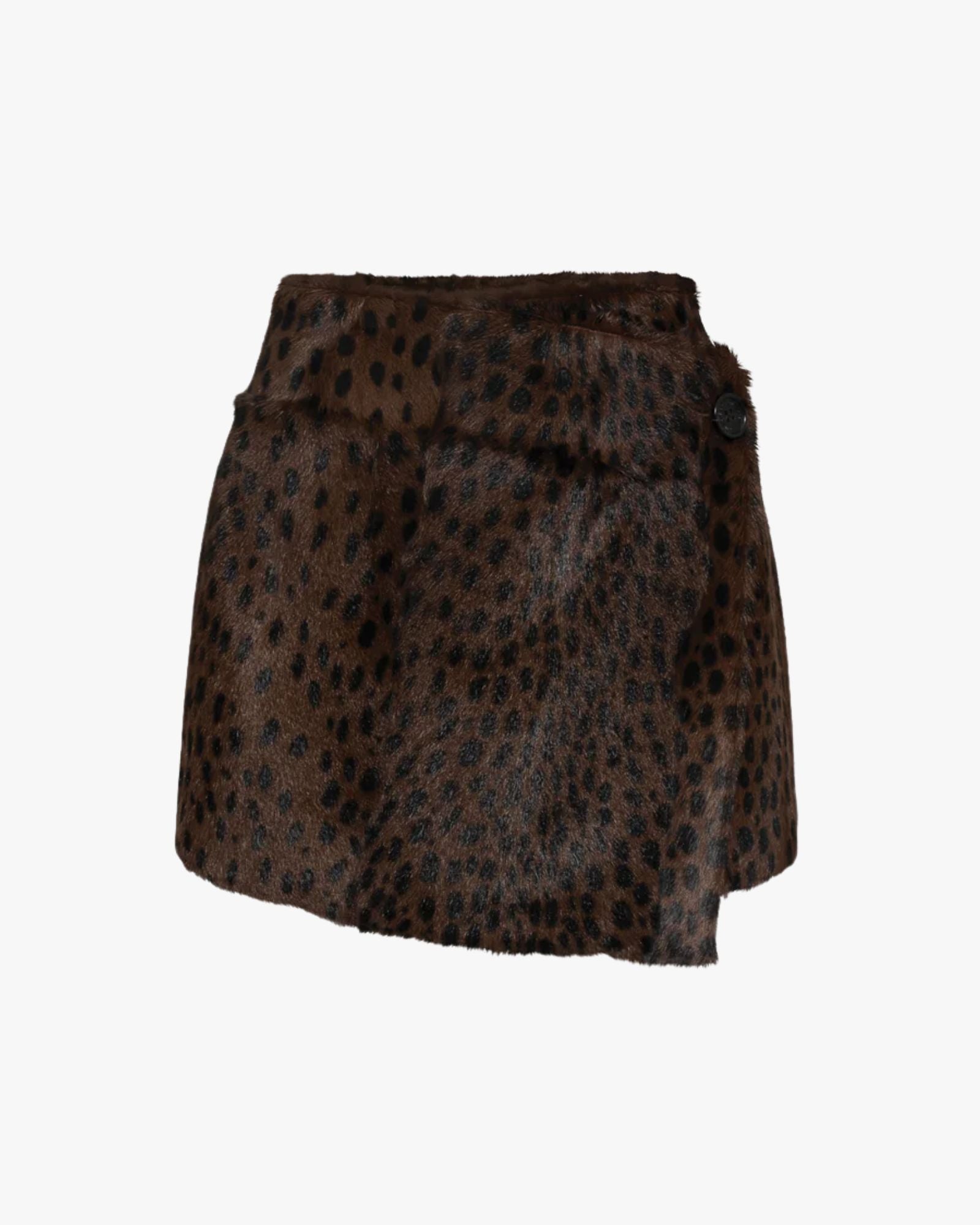 Rue Goat Shearling Skirt Cheetah