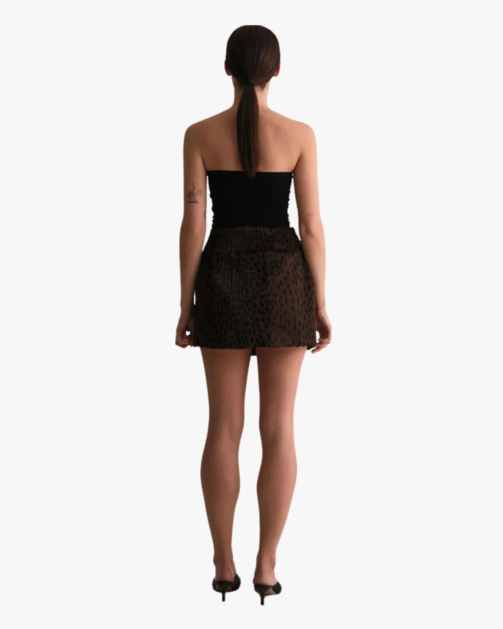 Rue Goat Shearling Skirt Cheetah