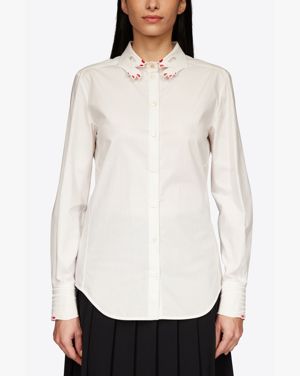 Shirt with Embroidered Collar, Sleeves, and Cuffs