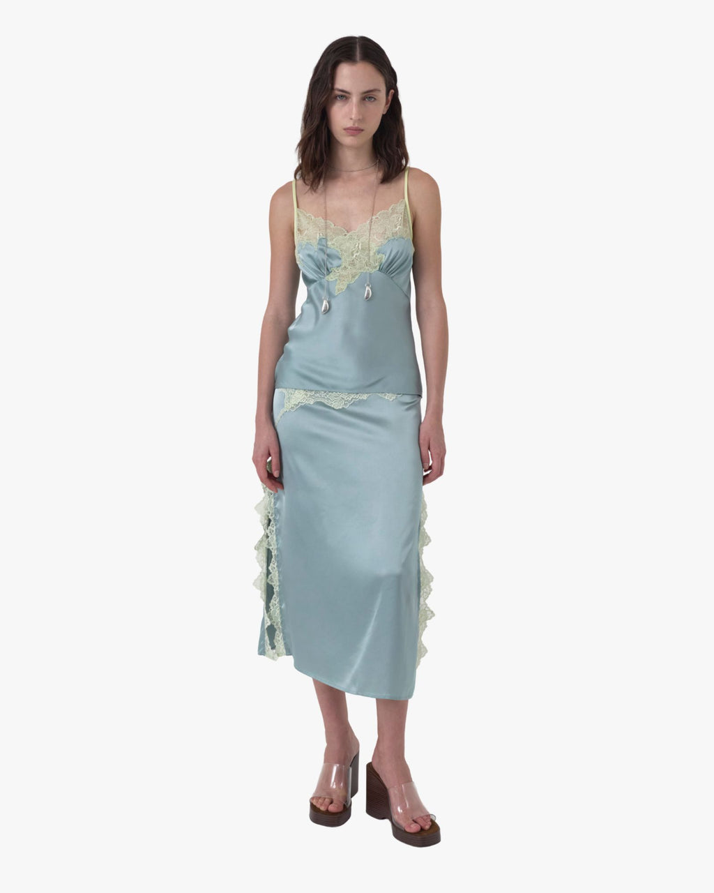 Attitude Midi Skirt Antique Blue/Pistachio