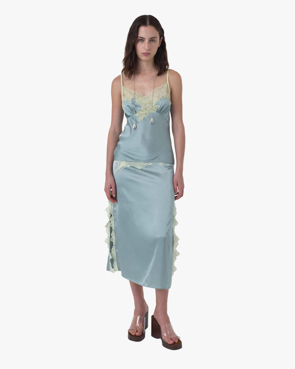 Attitude Midi Skirt Antique Blue/Pistachio