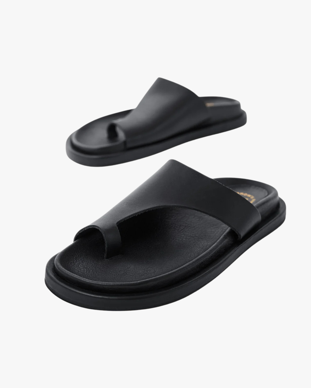 Rosanna Black Leather Comfy Sandals