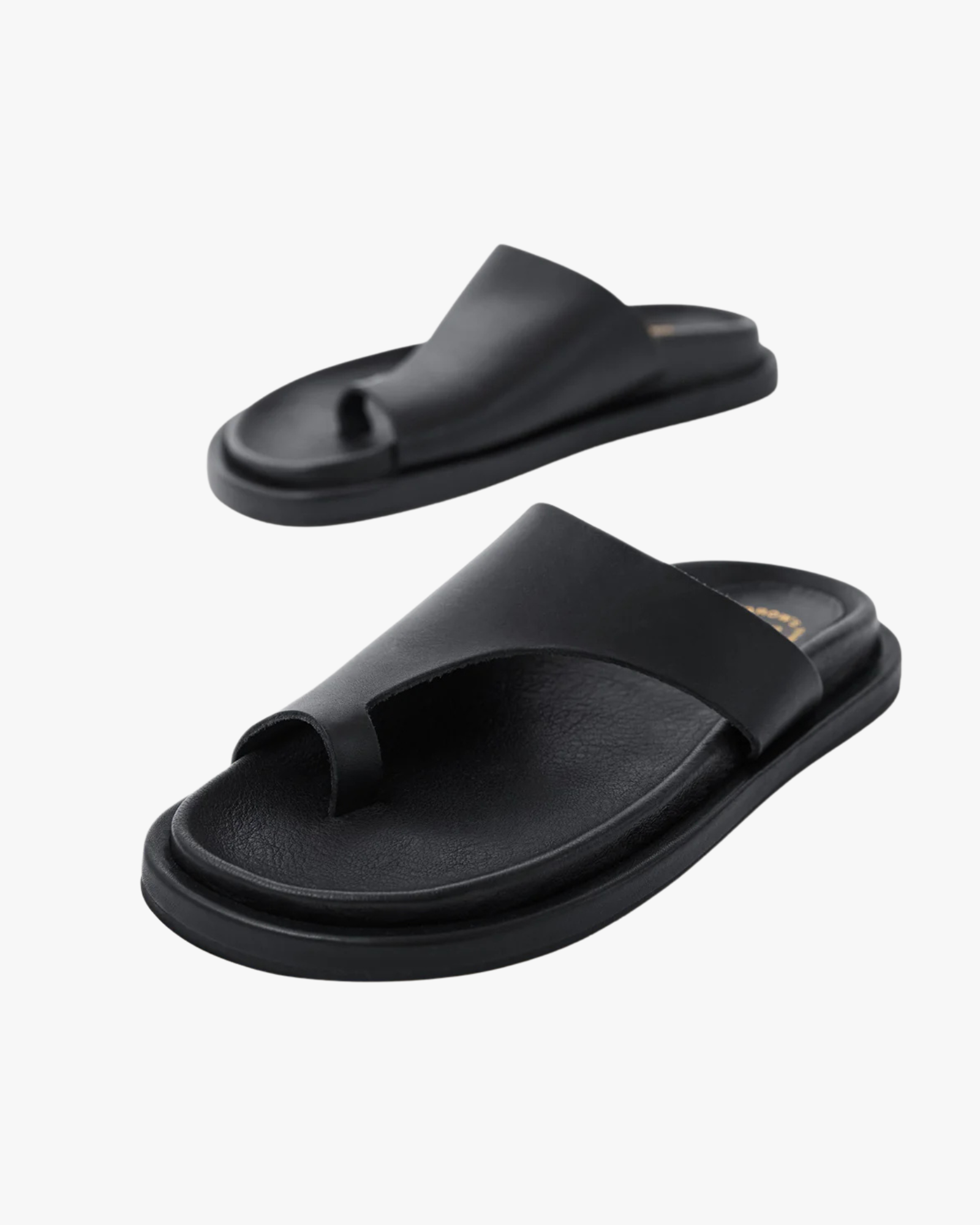 Rosanna Black Leather Comfy Sandals