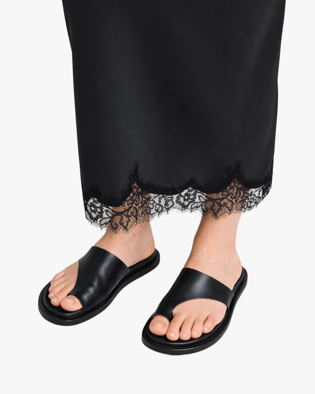 Rosanna Black Leather Comfy Sandals