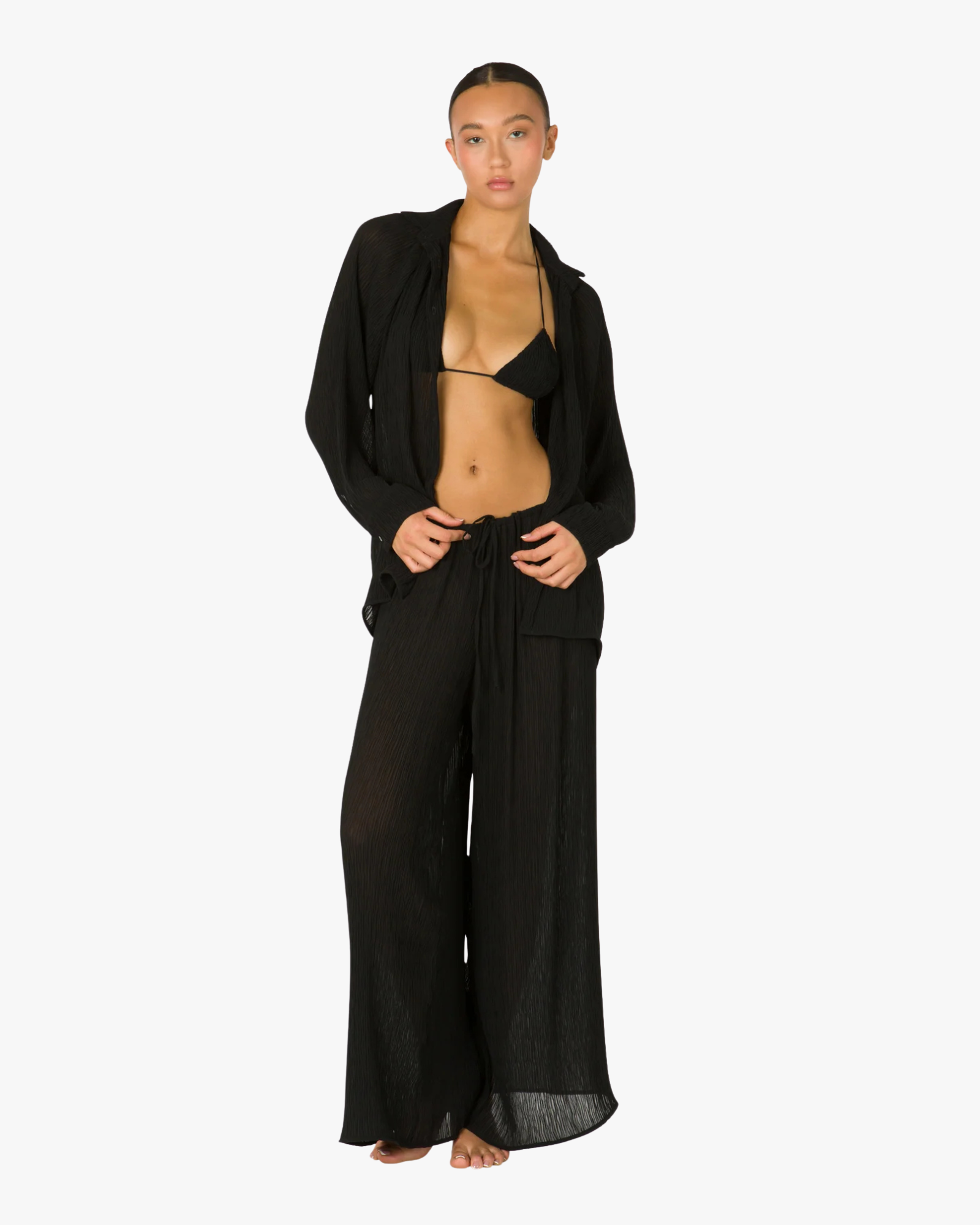 Plisse Pants Black