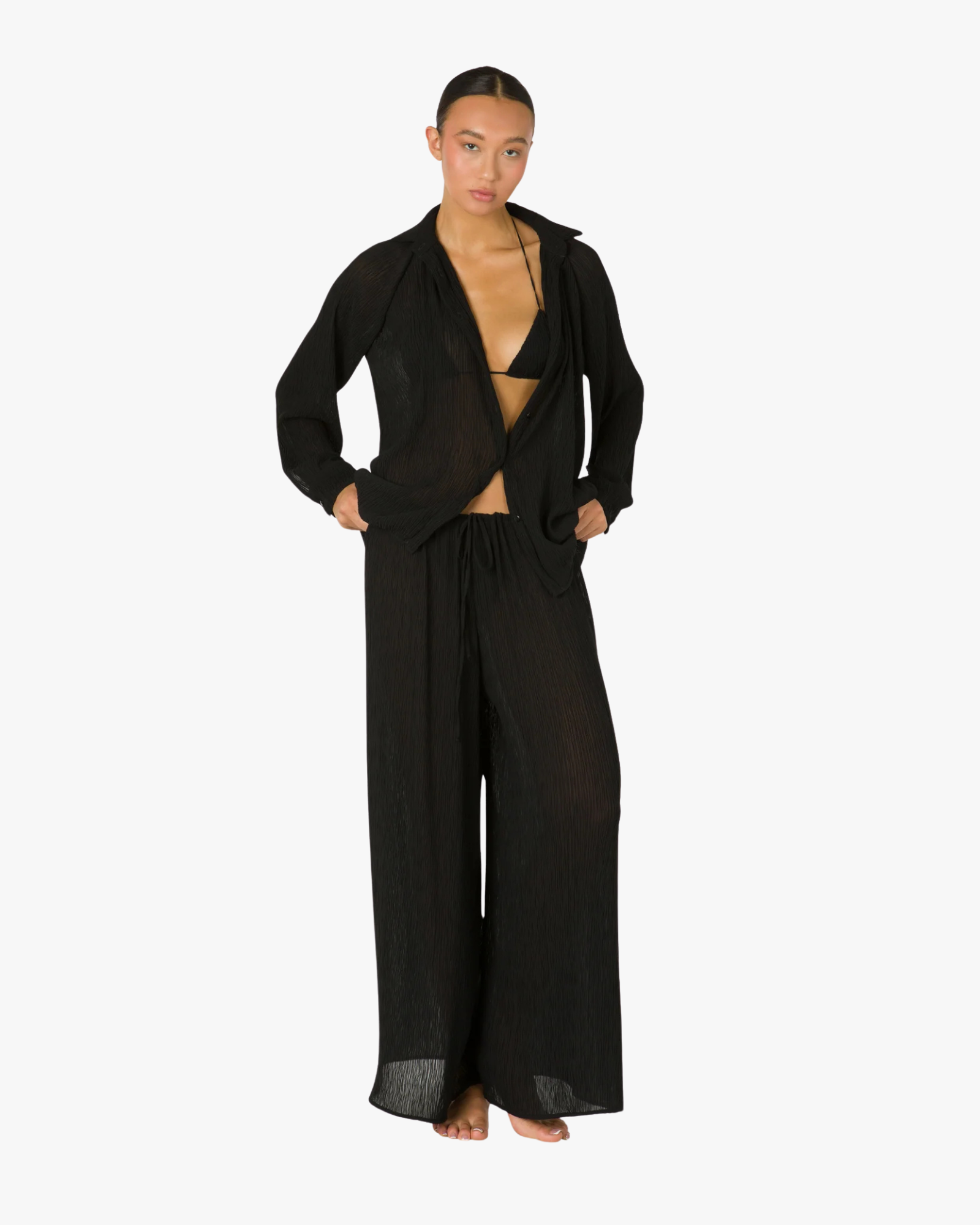 Plisse Shirt Black