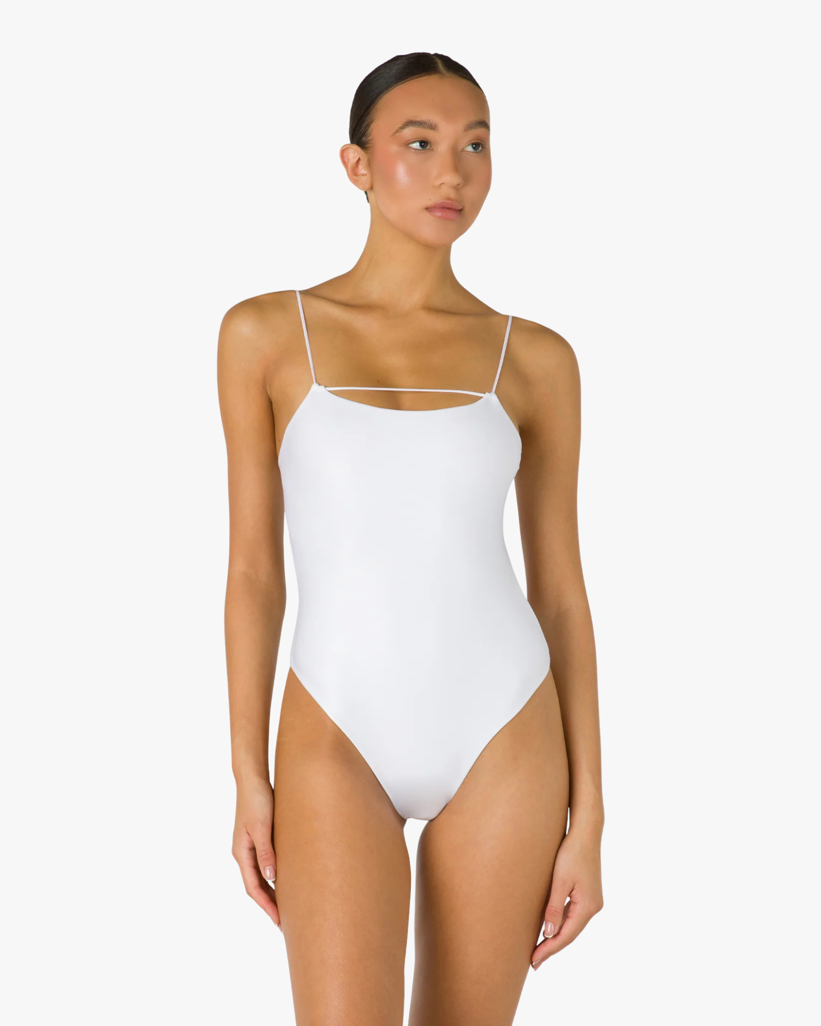Maillot Line Lycra Swimsuit White