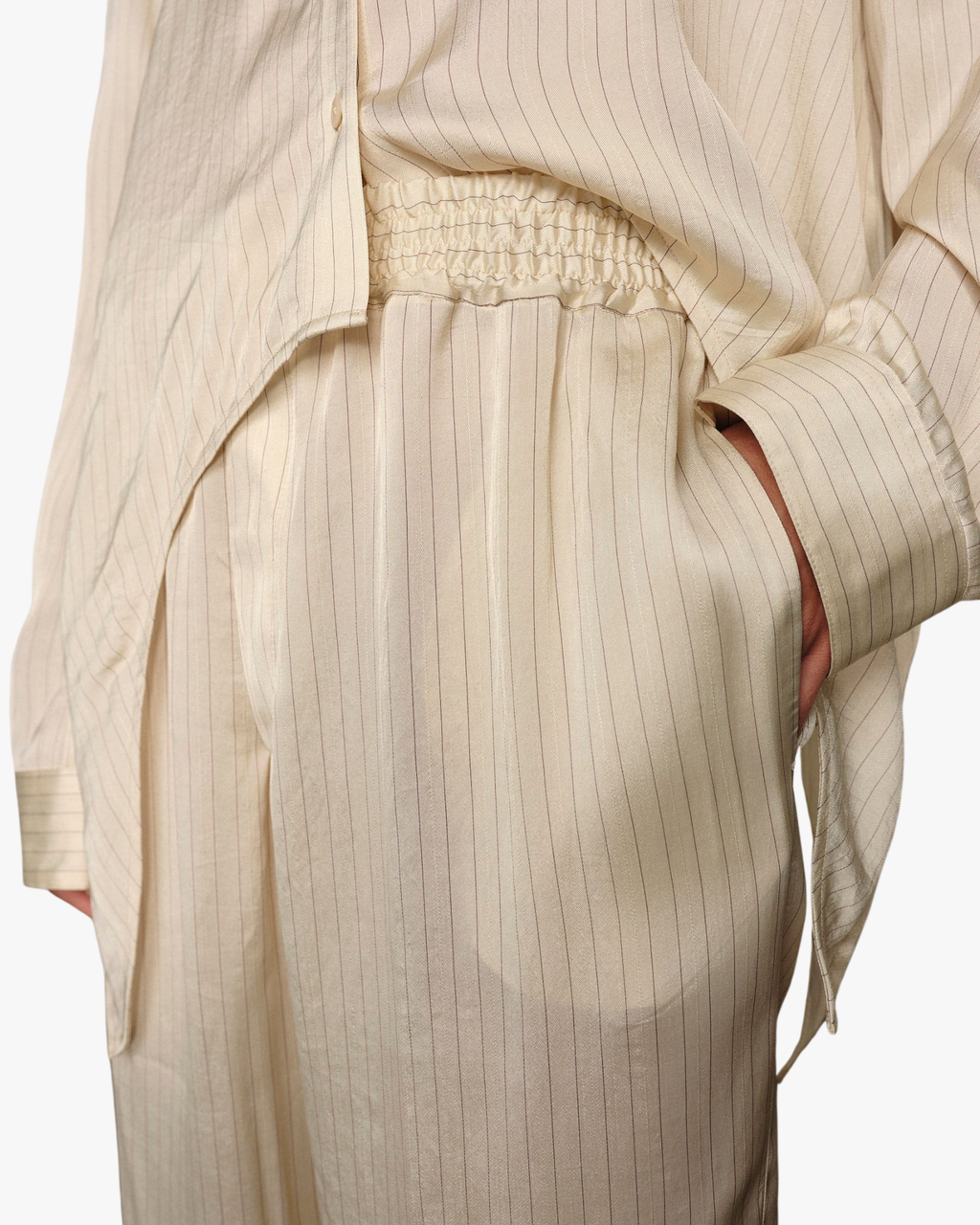 Sander Tailored Silk Trousers Creme