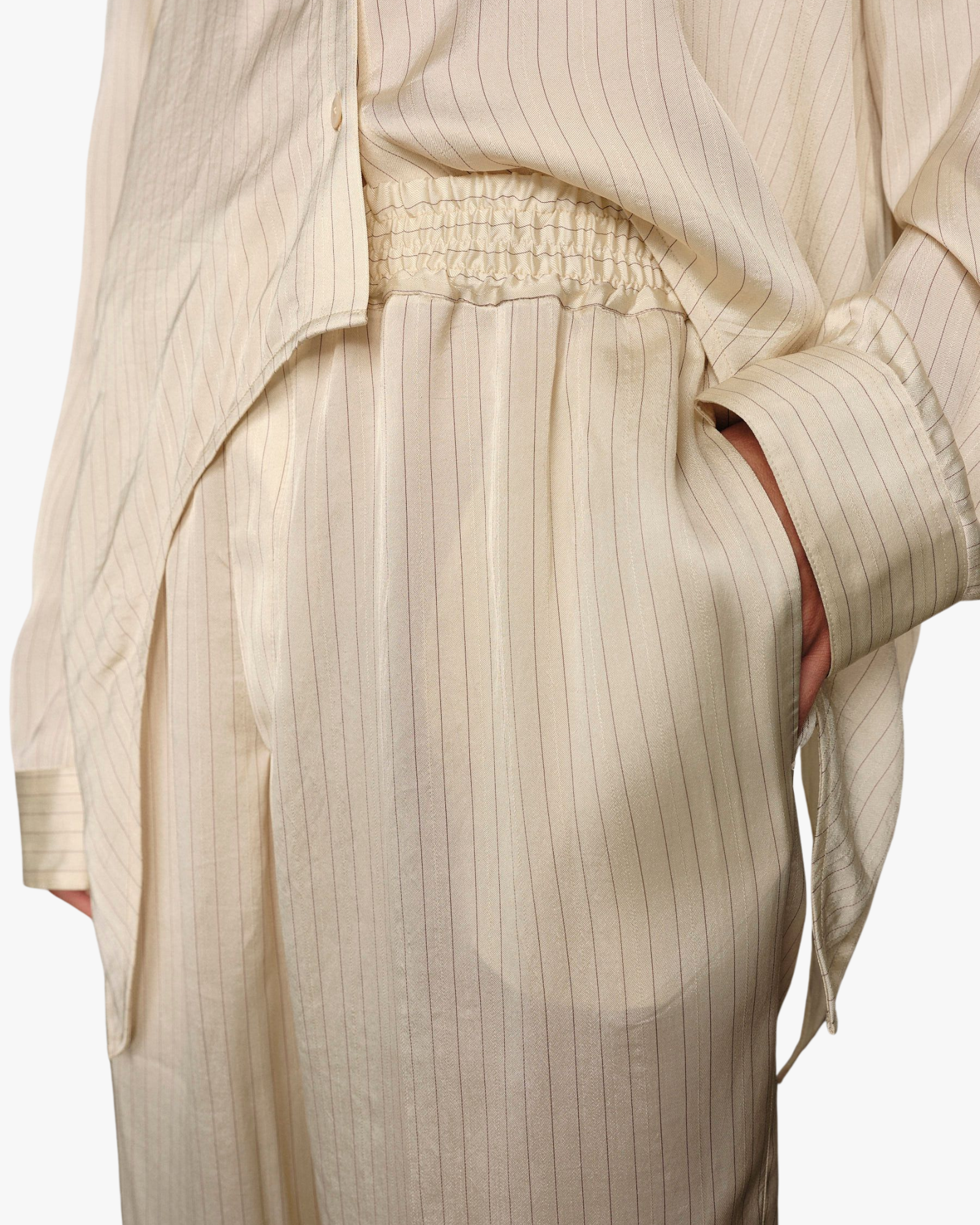 Sander Tailored Silk Trousers Creme