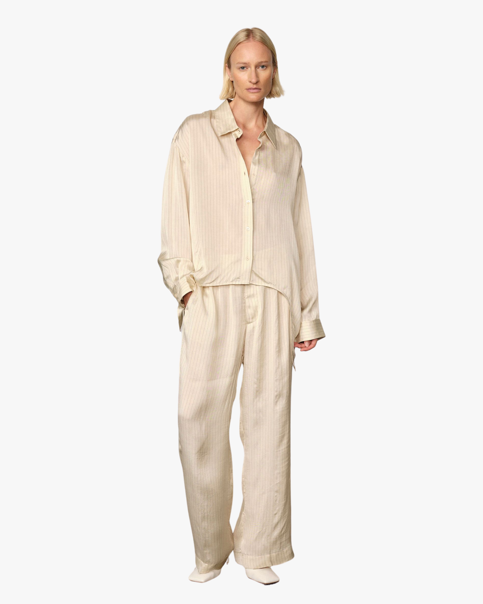 Sander Tailored Silk Trousers Creme