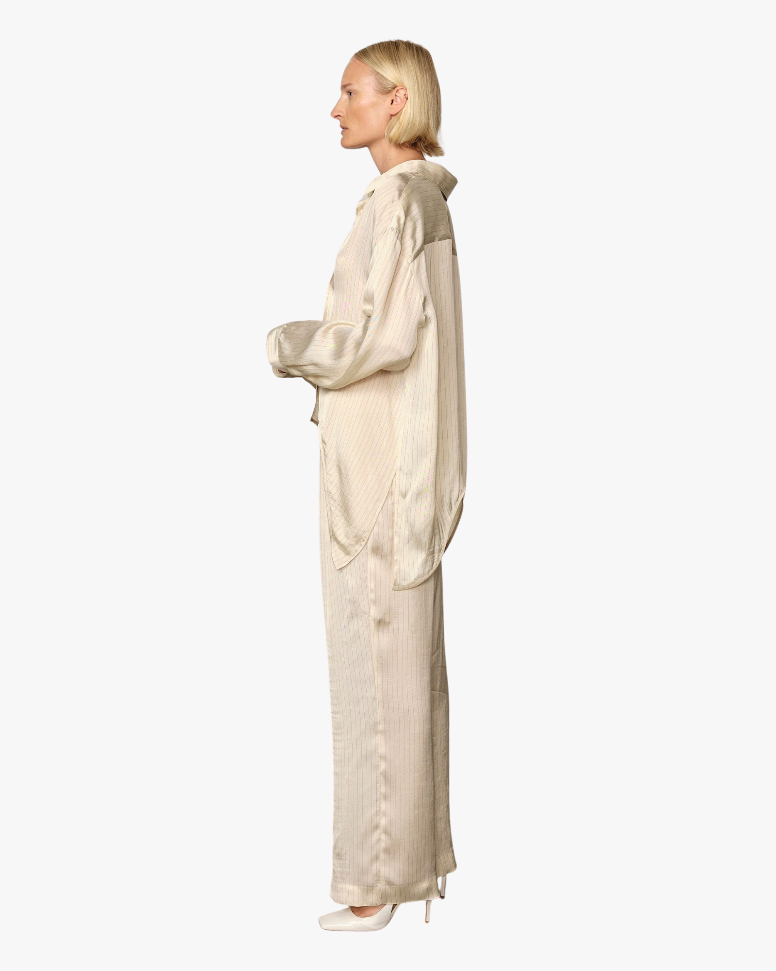 Sander Tailored Silk Trousers Creme