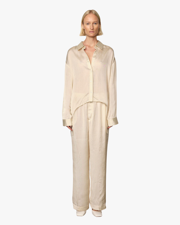 Sander Tailored Silk Trousers Creme