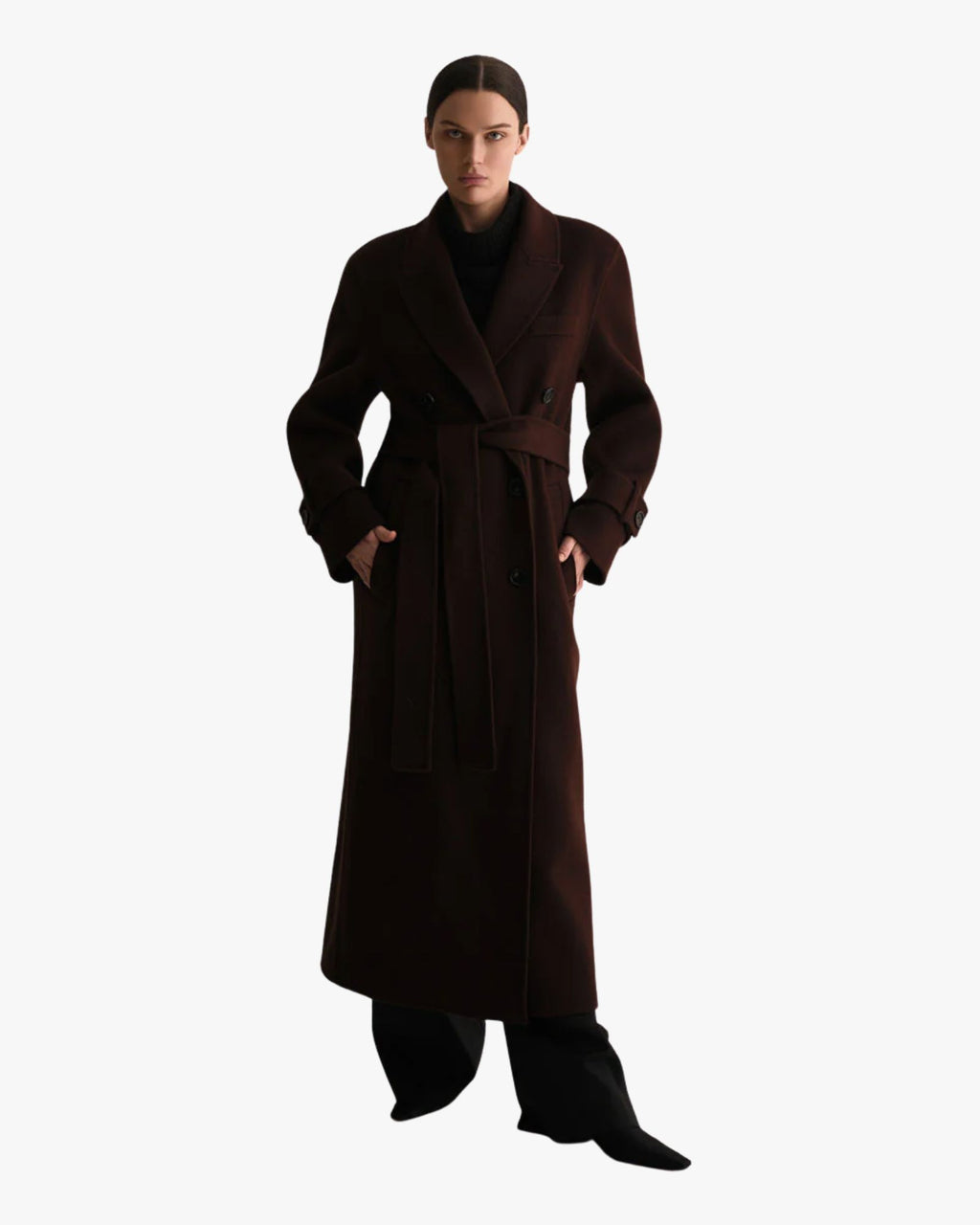 Saville Wool Coat Mahogany