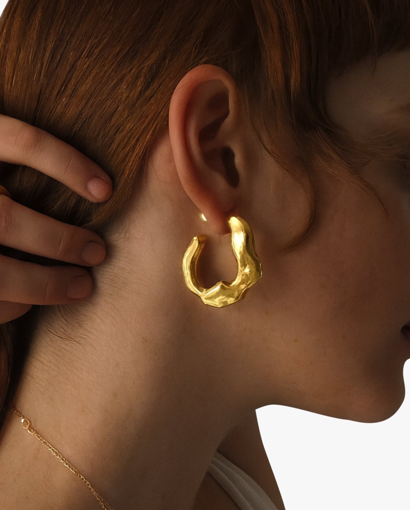 Wrinkled Hoop Earrings Gold