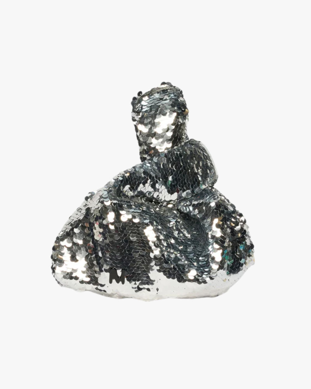 Borsa a tracolla piccola con paillettes argento