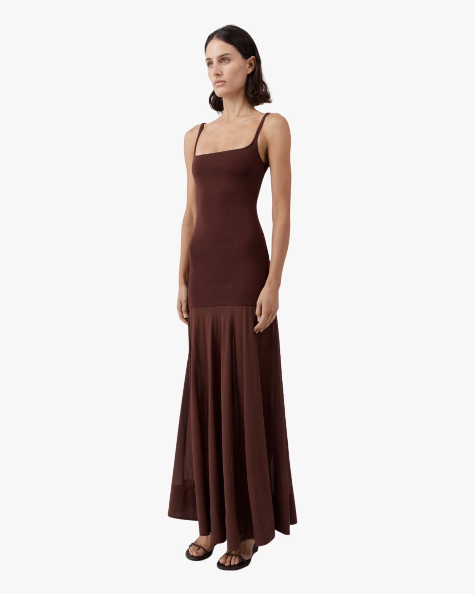 Sheer Silk Circle Hem Dress Liqueur