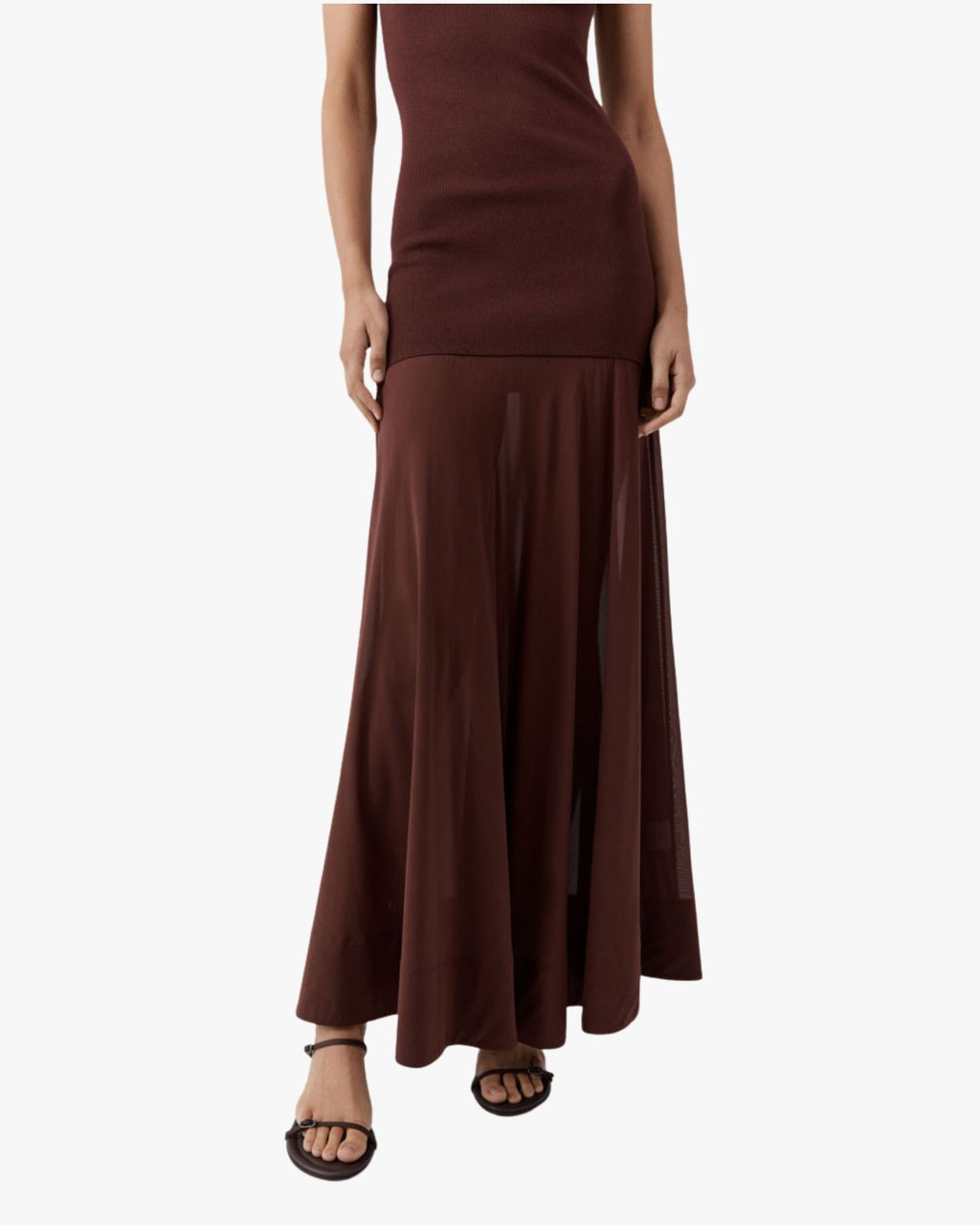 Sheer Silk Circle Hem Dress Liqueur