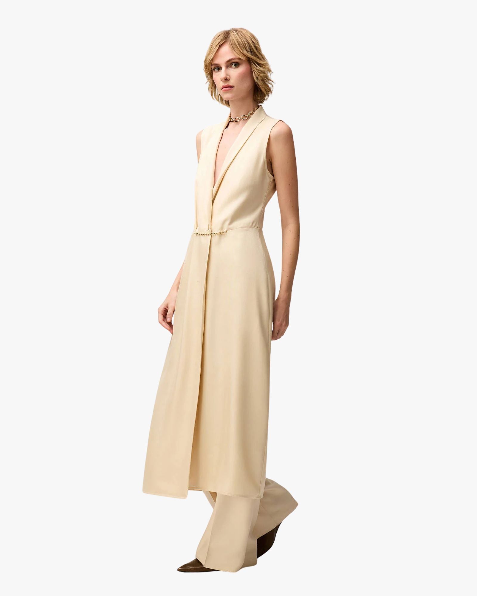 Silk Wrap Dress With Metal Closure Butter