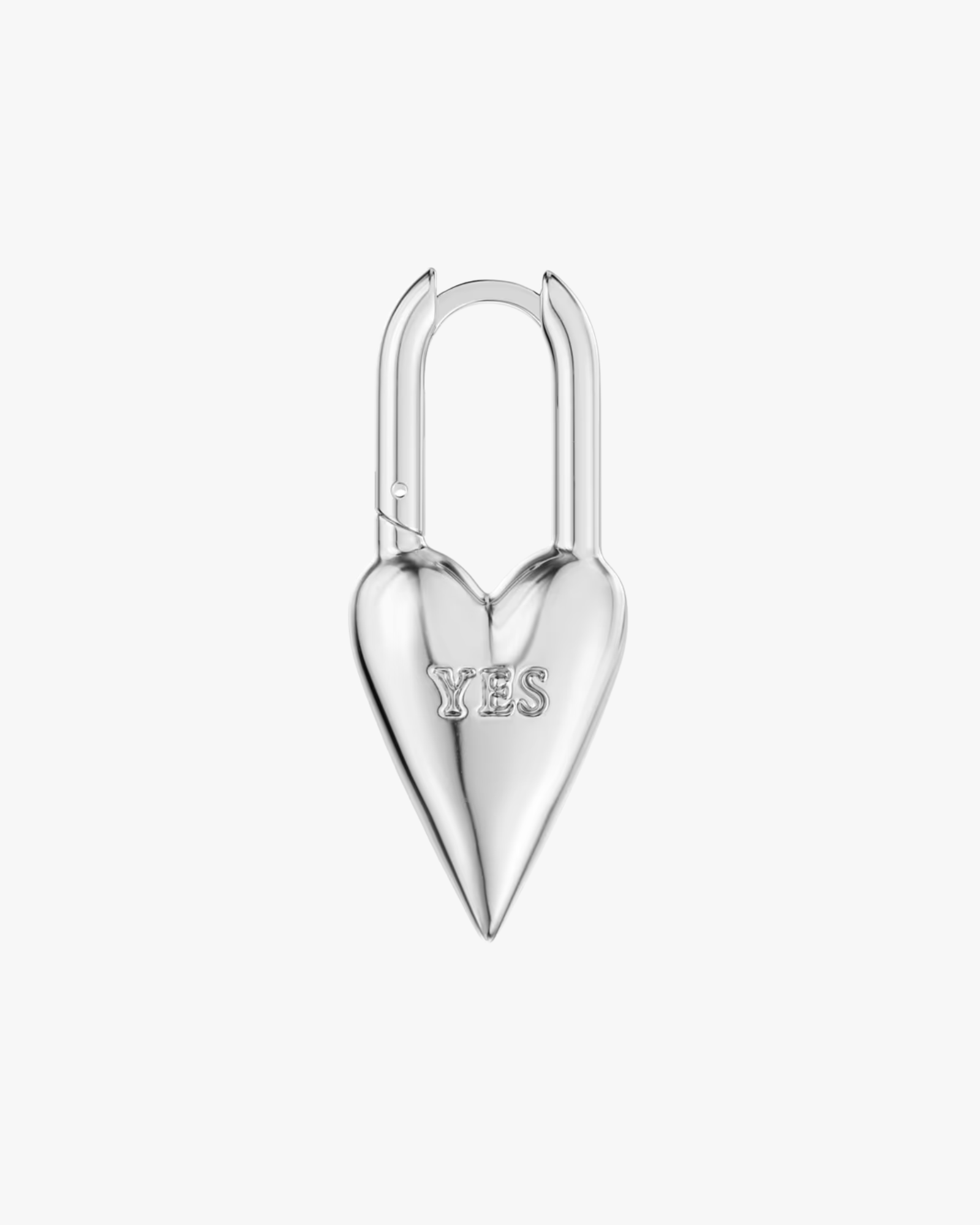 Yes-No Heart Lock Earring Silver