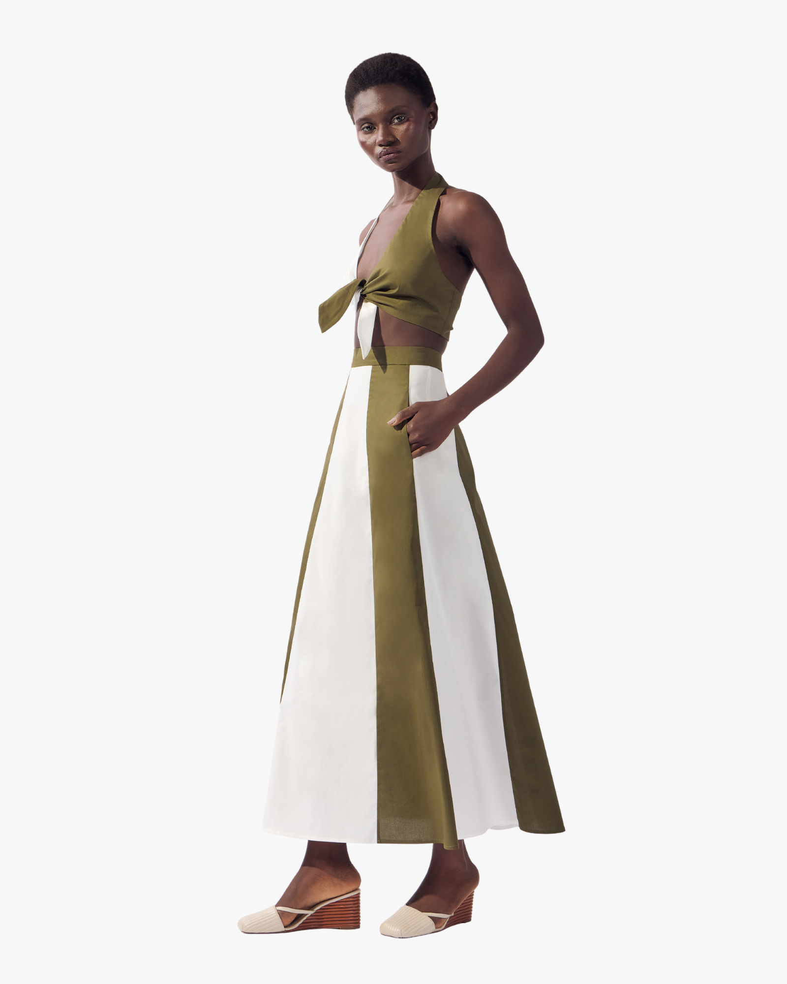 Bicolor Top & Skirt Set