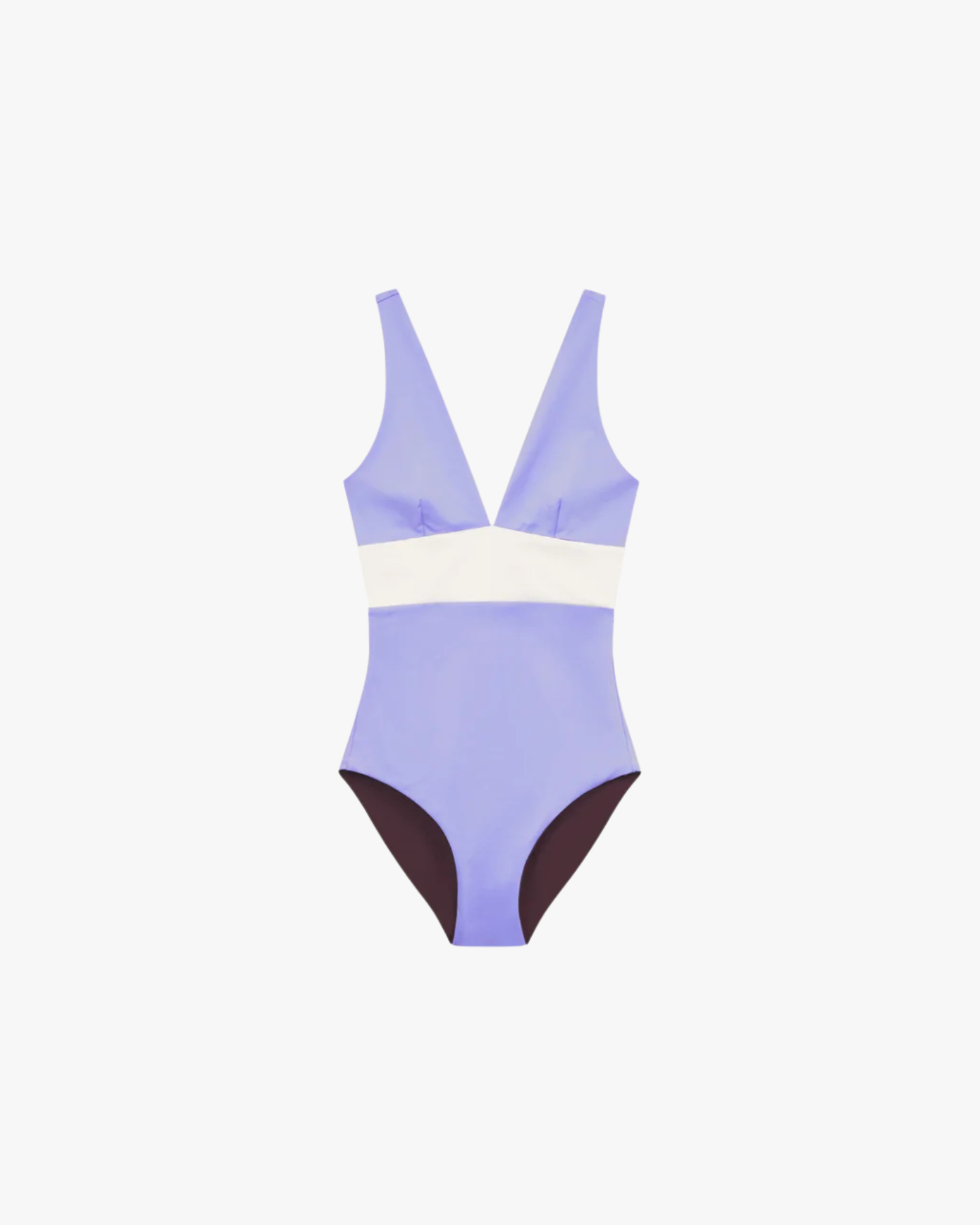 Plungesuit Onepiece Swimsuit V-Neck Reversible Chocolate Lilac