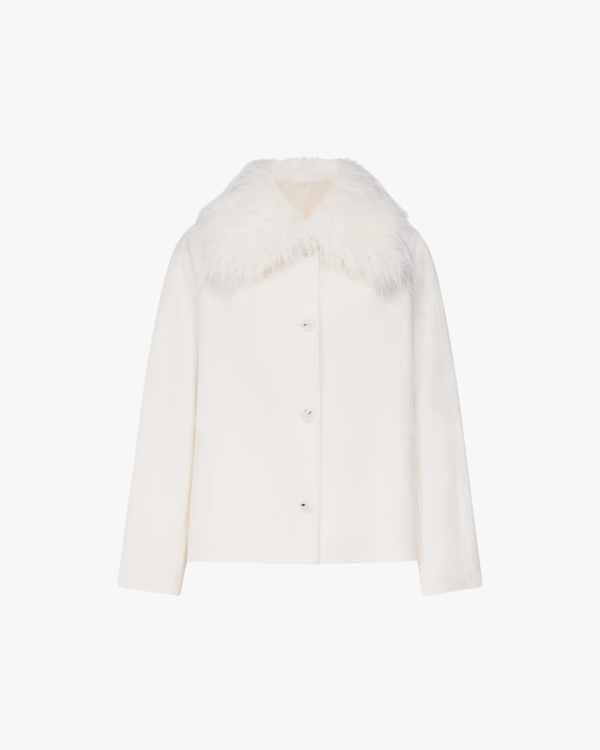 Jacket Rafe With Faux Fur Collar White