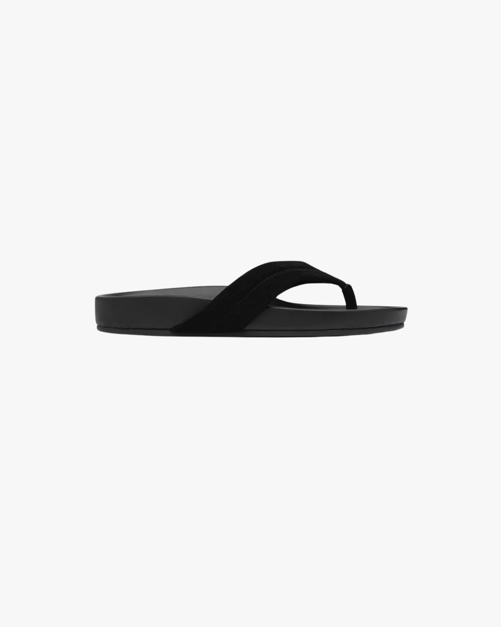 Suede Stitch Detail Thong Slide Black