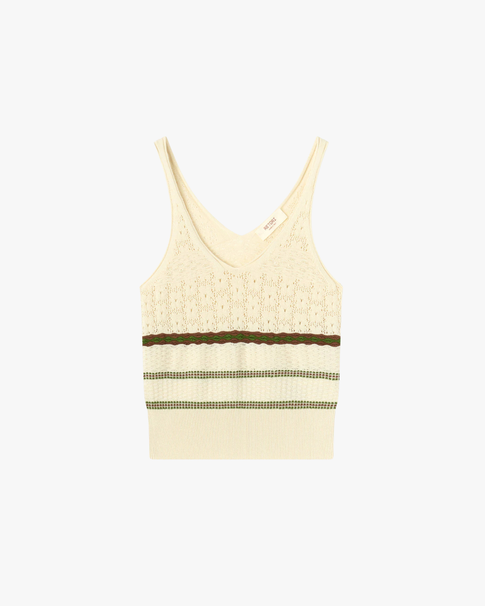 Maglia a punto misto Burro, Tabacco, Verde