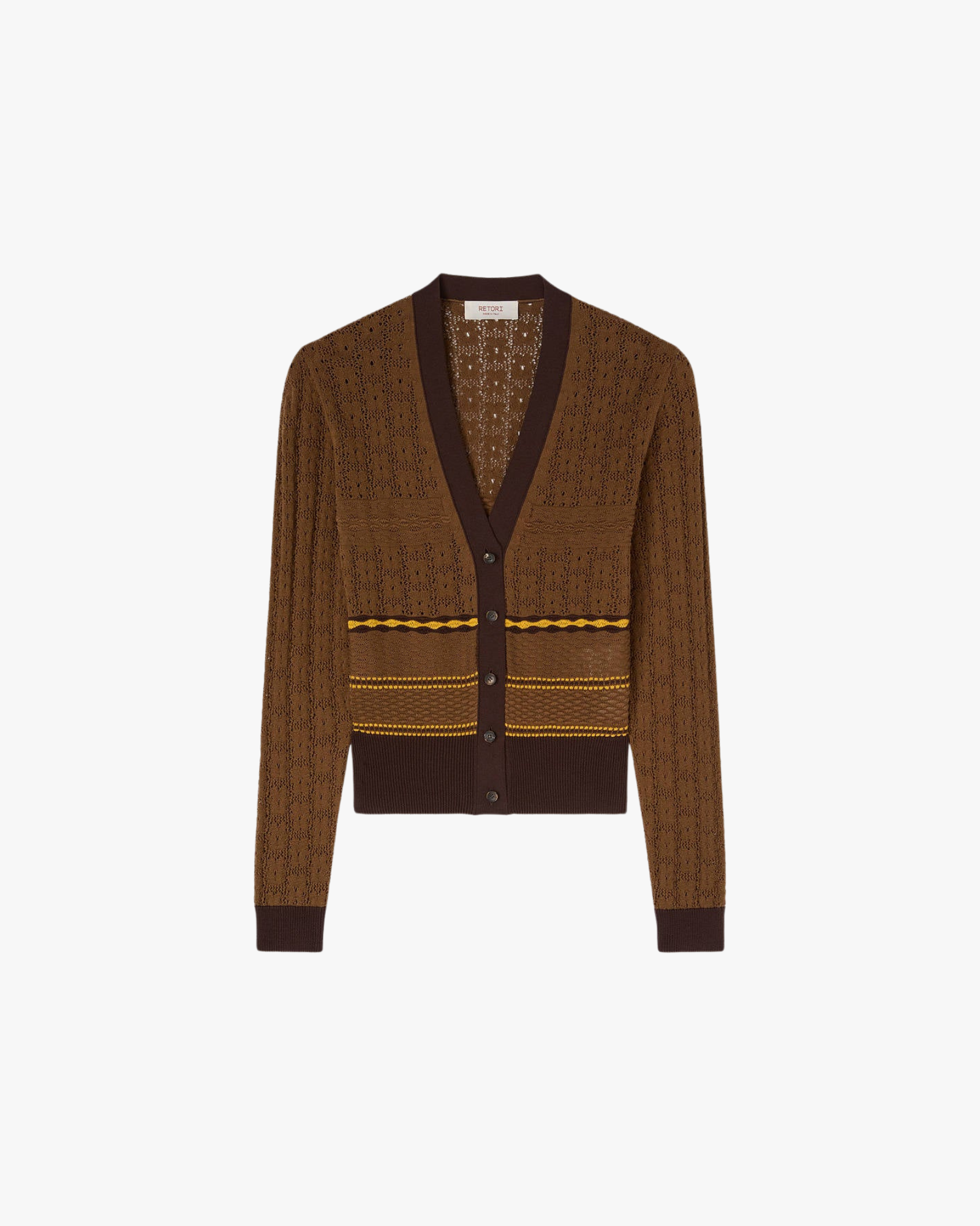 Cardigan in maglia misto punto marrone