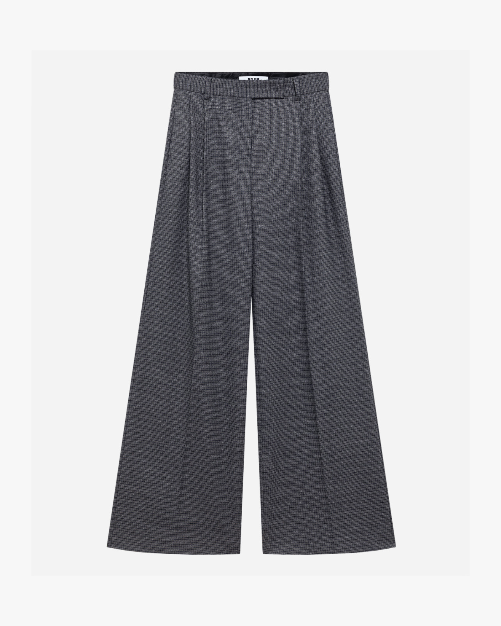 Flared Pants With Micro Houndstooth Pattern Grey