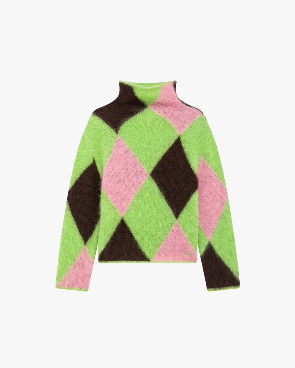 Sweater Mohair Blend With Argyle Pattern Green