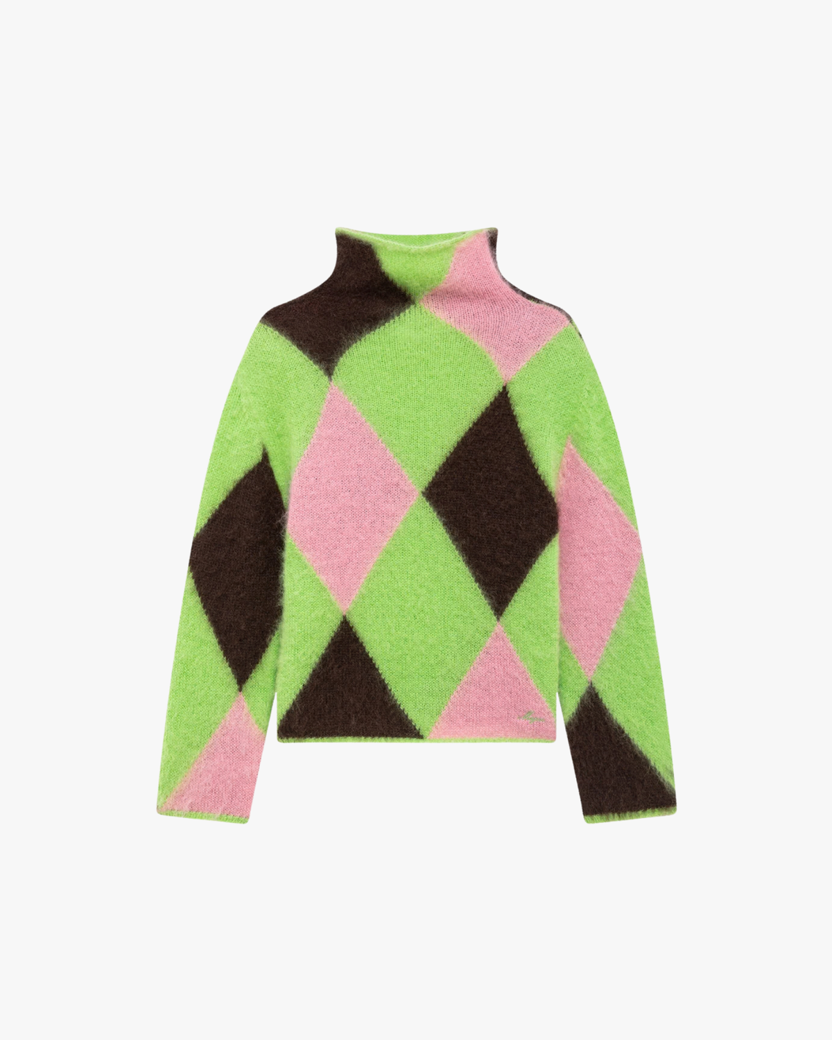 Sweater Mohair Blend With Argyle Pattern Green