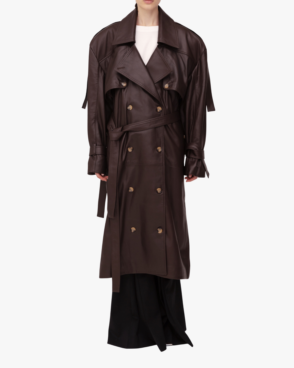 Trench Coat Leather In Brown