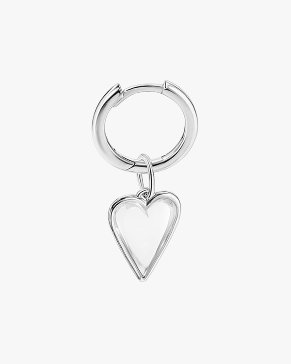 Small Rock Crystal Heart Single Earring Silver