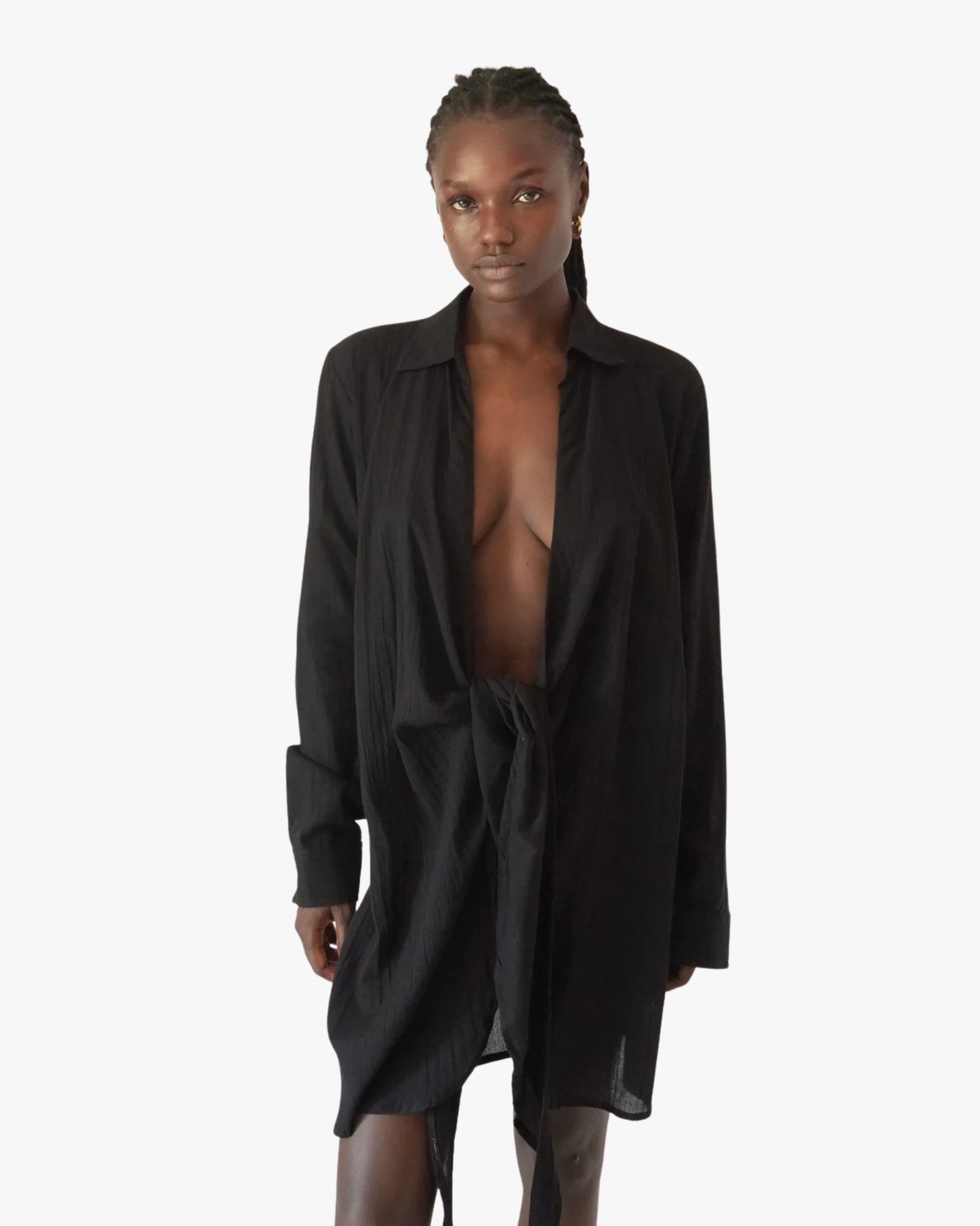 Dawa Dress Short, Long Sleeve Black