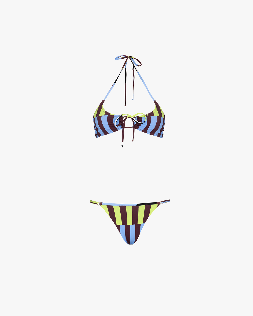 Set Bikini Central knot Isabella Print Green and Blue Stripes